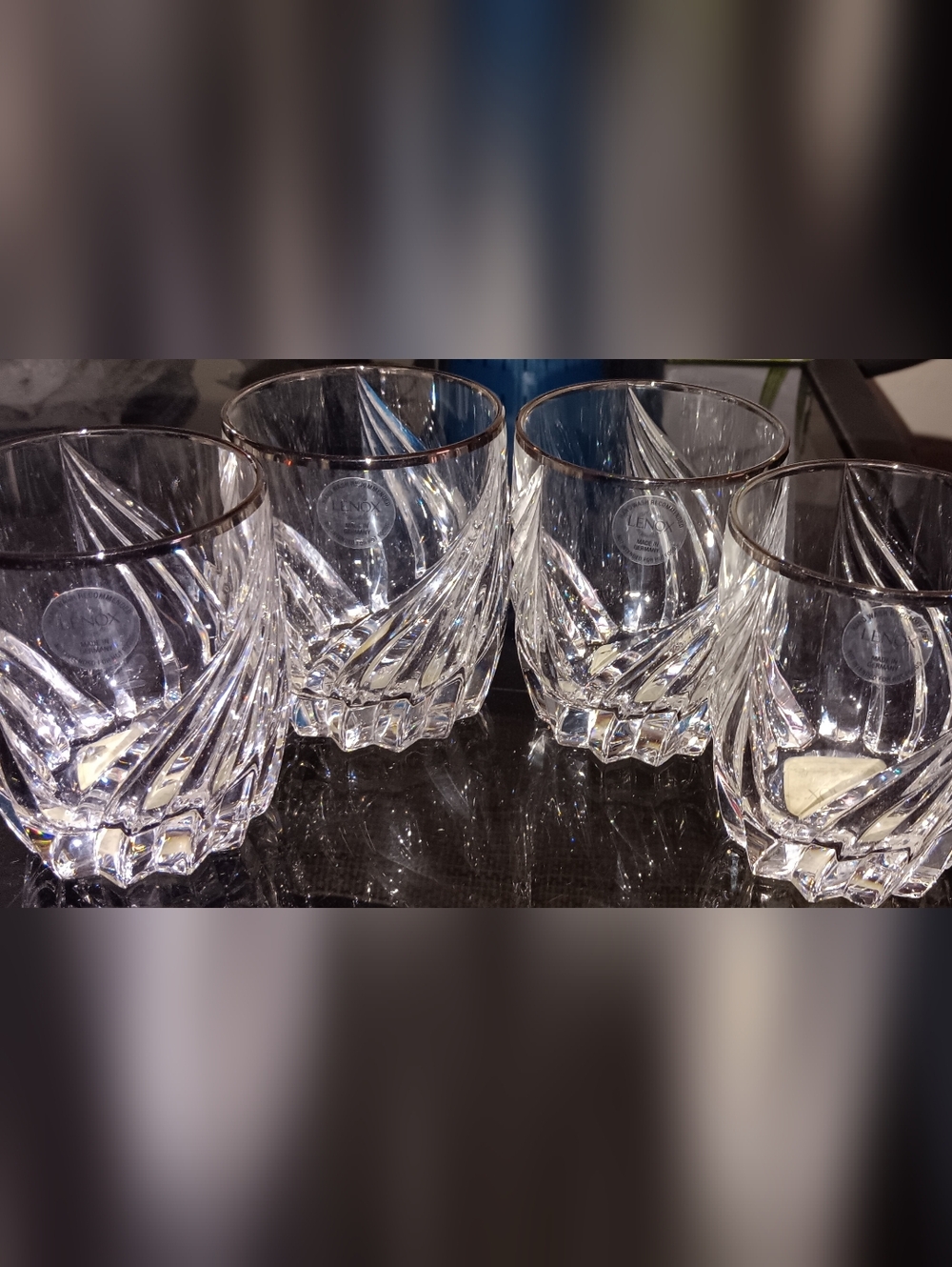 Set Of 4 Lenox Crystal Twisted Double Old Fashioned Glasses - Clear